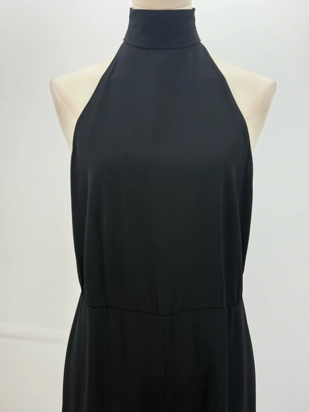 Theory Black Halter Neck Tie Jumpsuit Wide Leg Sleeveless Minimalist Luxe Size 2 - Picture 6 of 15